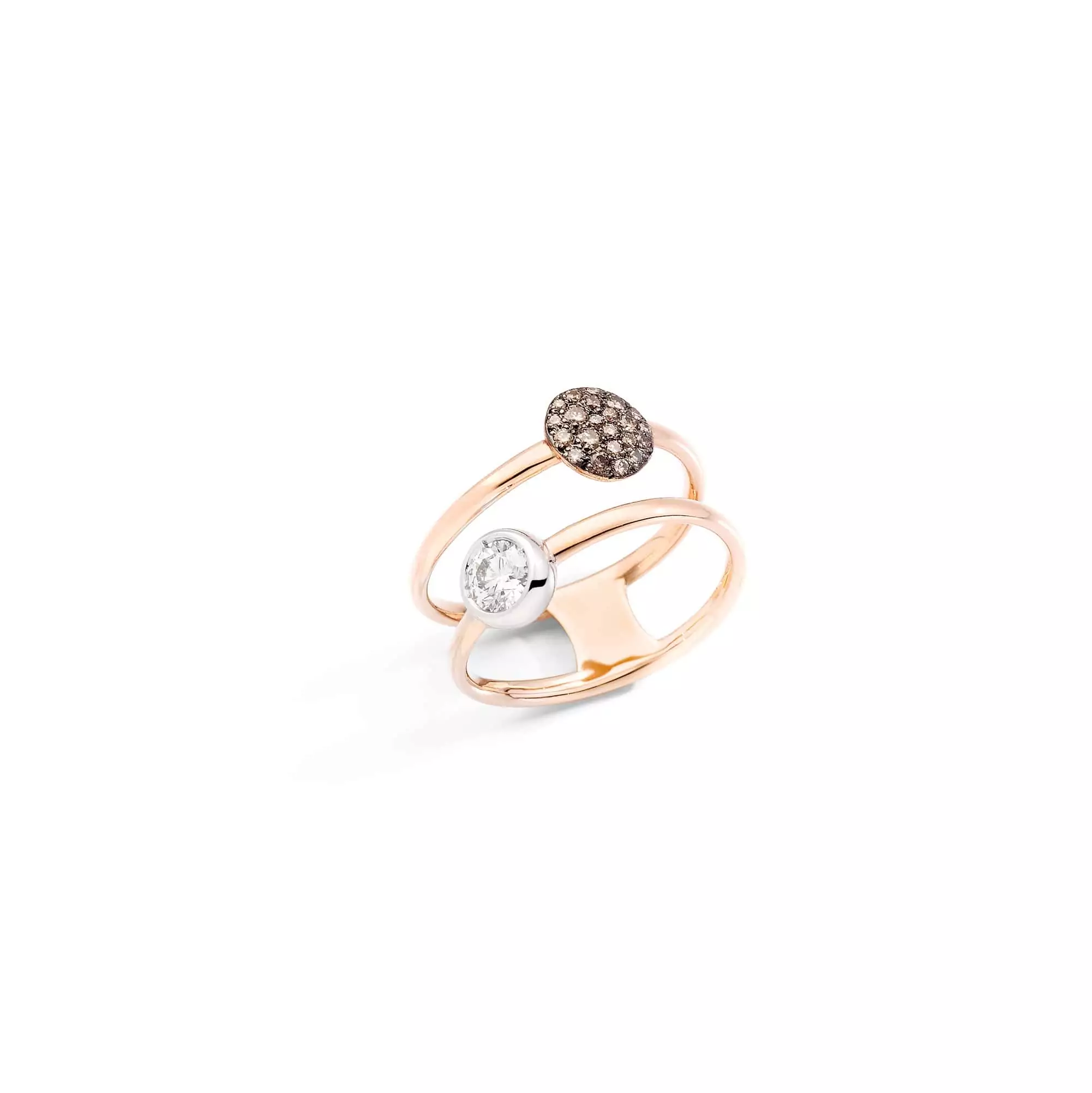 Pomellato Sabbia Ring aus Roségold mit weißem und braunen Diamanten
