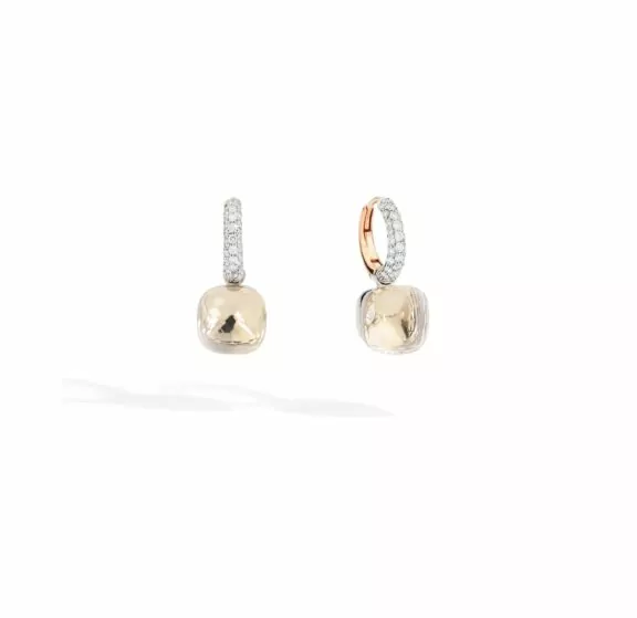 Pomellato Nudo Ohrschmuck aus Rosé- und Weißgold mit weißem Topas und Diamanten