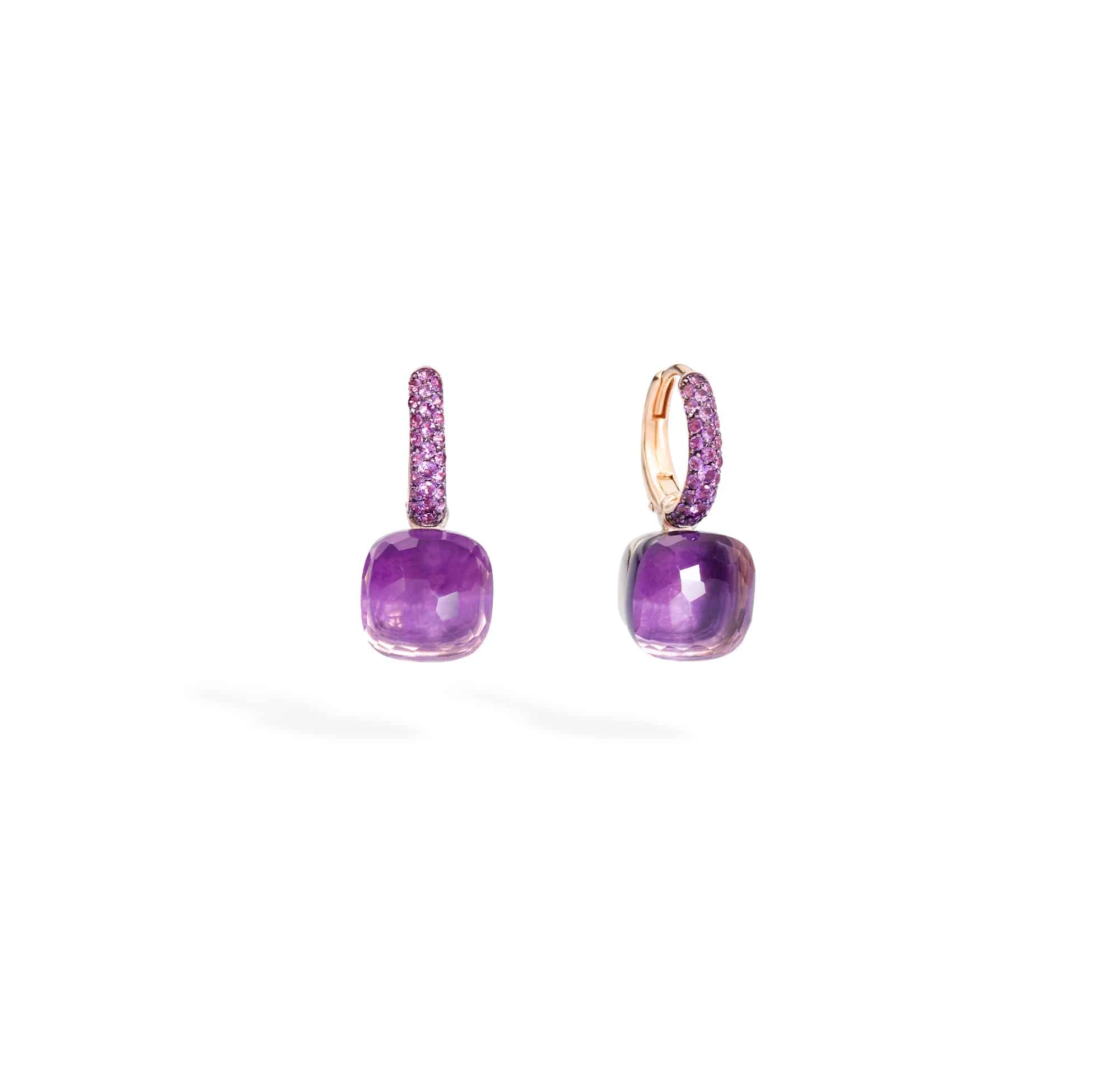 Pomellato Nudo Ohrschmuck aus Rosé- und Weißgold mit Amethyst und Jade