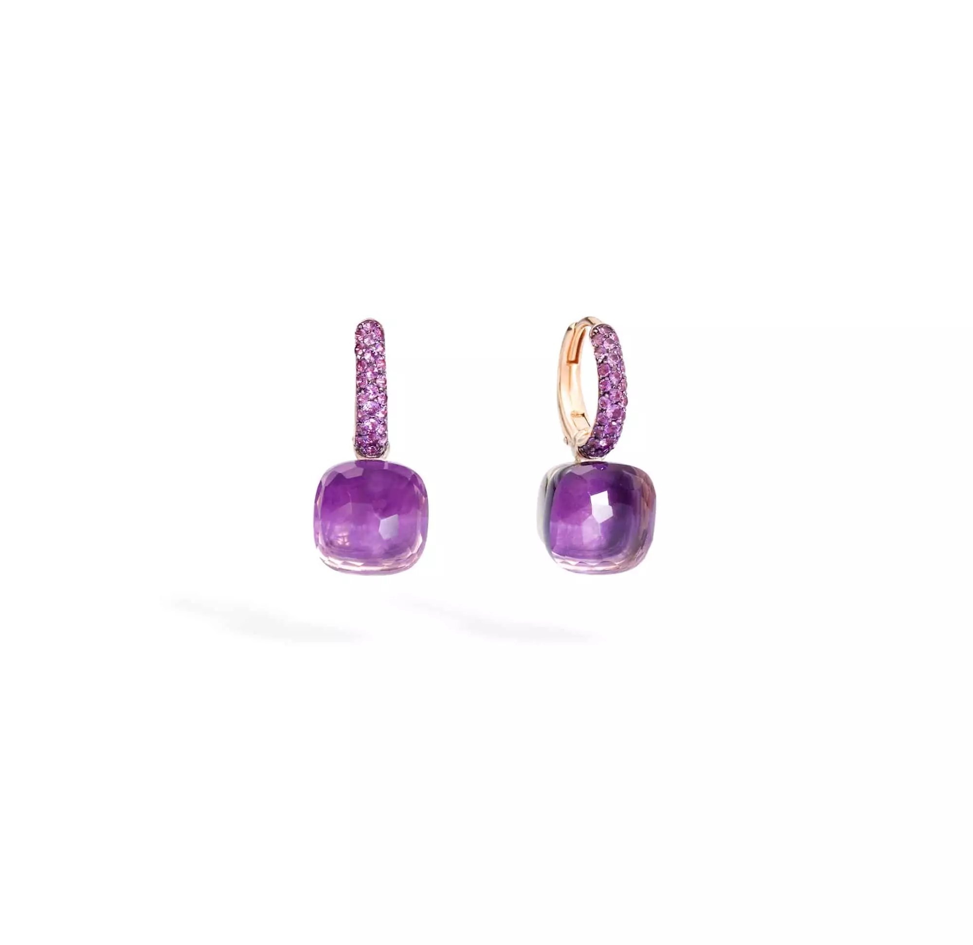 Pomellato Nudo Ohrschmuck aus Rosé- und Weißgold mit Amethyst und Jade