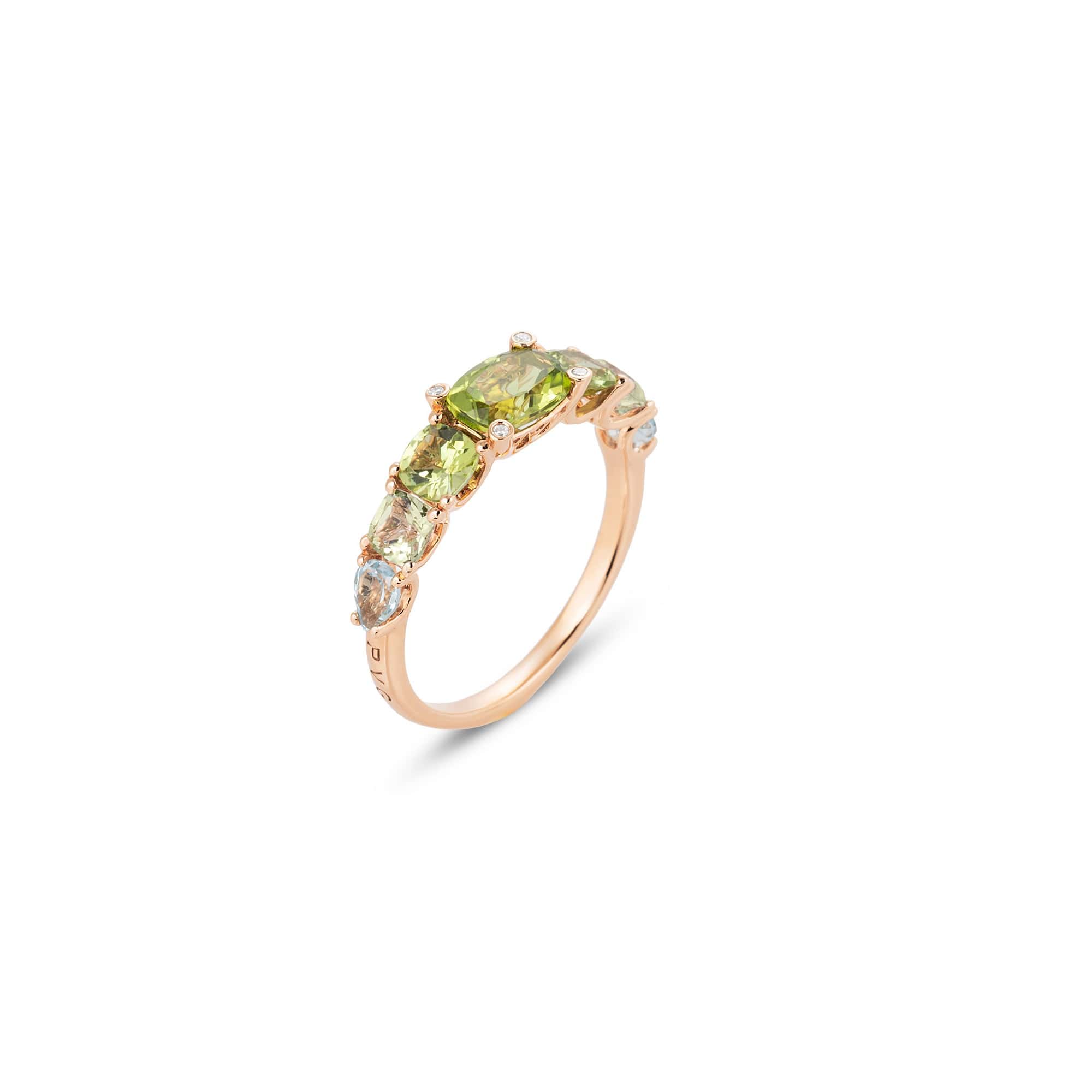 Ring aus 18 Karat Roségold mit Amethyst, Peridot, Topas und Diamanten