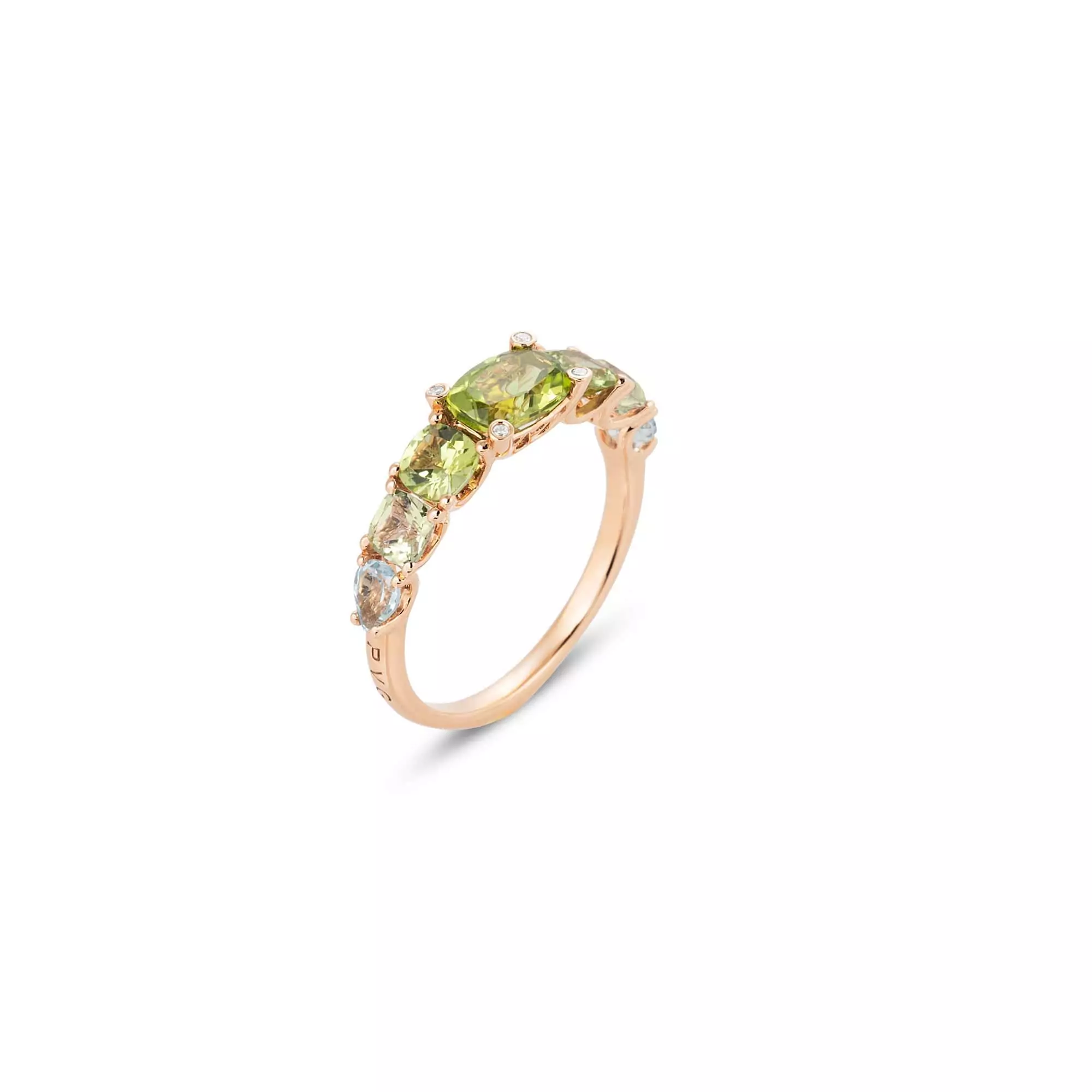 Ring aus 18 Karat Roségold mit Amethyst, Peridot, Topas und Diamanten