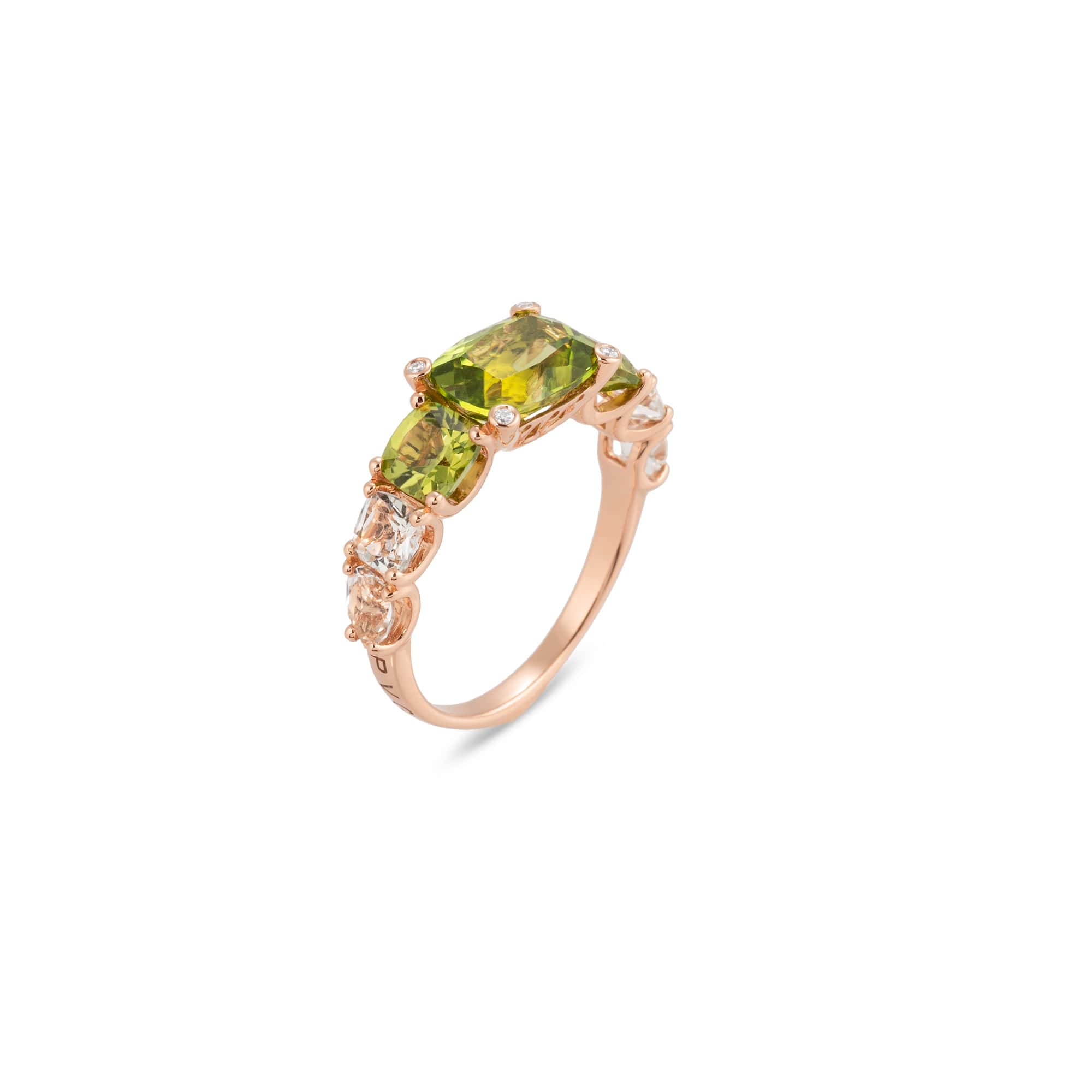 Ring aus 18 Karat Roségold mit Amethyst, Peridot und Diamanten