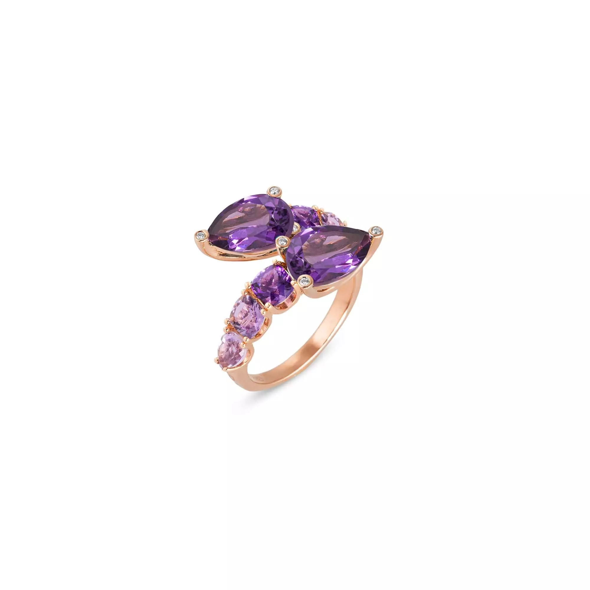 Ring aus 18 Karat Roségold mit Amethyst und Diamanten