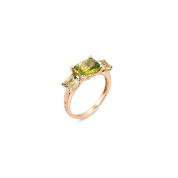 Ring aus 18 Karat Roségold mit Peridot, Topas und Diamanten