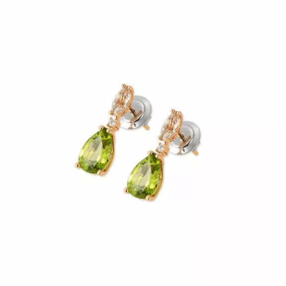 Ponte Vecchio Iris Ohrschmuck aus 18 Karat Roségold mit Amethyst, Peridot und Diamanten