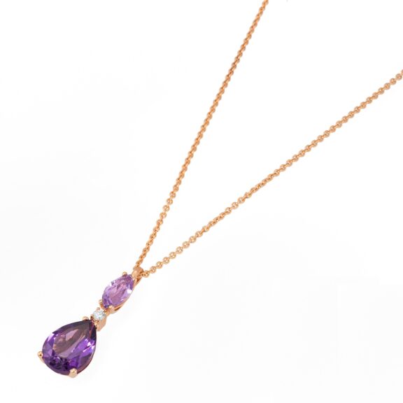 Collier aus 18 Karat Roségold mit Amethyst und Diamanten