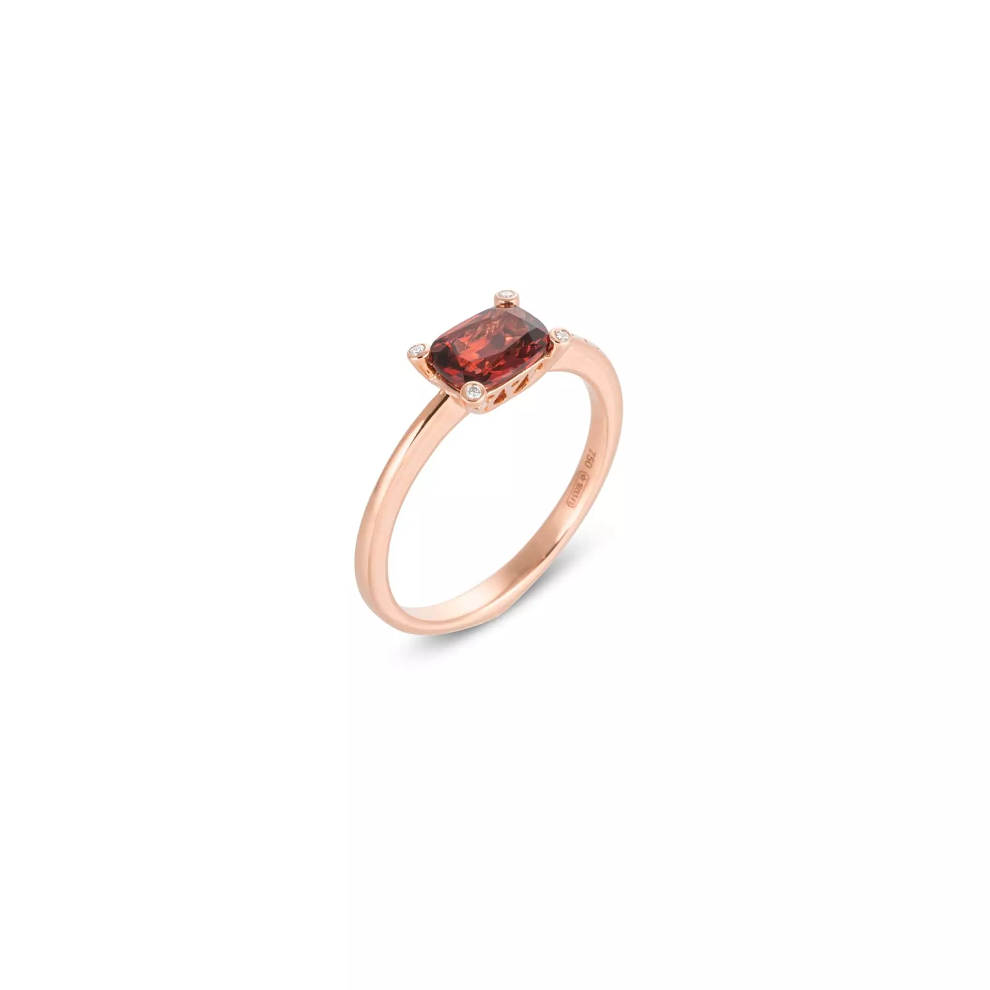 Ring aus 18 Karat Roségold mit Granat und Diamanten