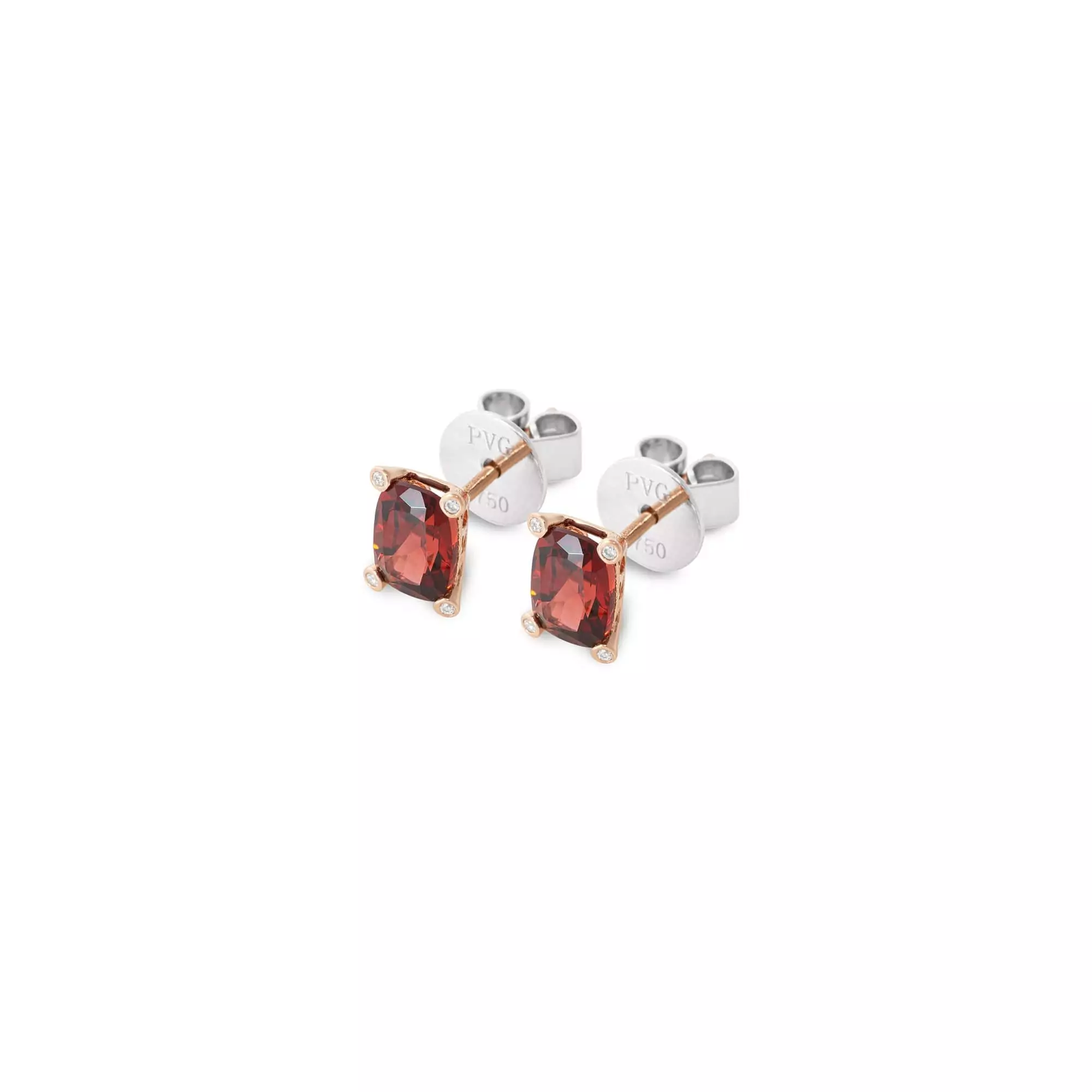 Ohrschmuck aus 18 Karat Roségold mit Granat und Diamanten
