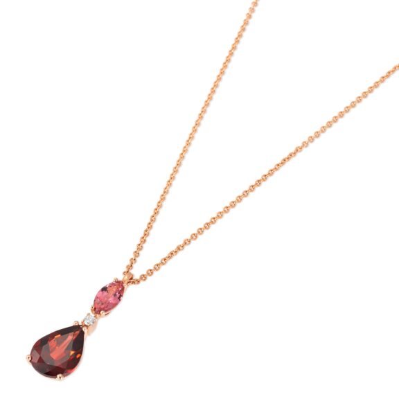 Collier aus 18 Karat Roségold mit Turmalin, Granat und Diamanten