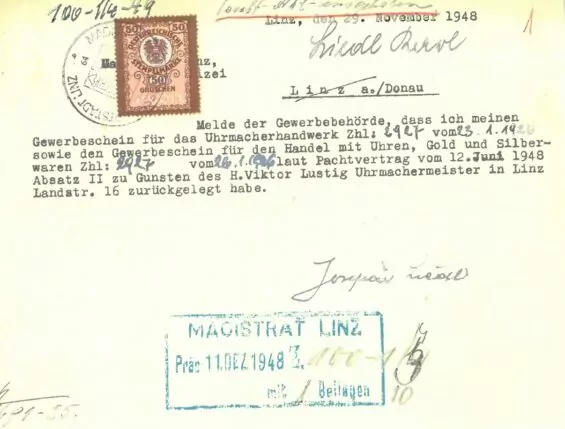 Gewerberücklegung Josefine Lustig