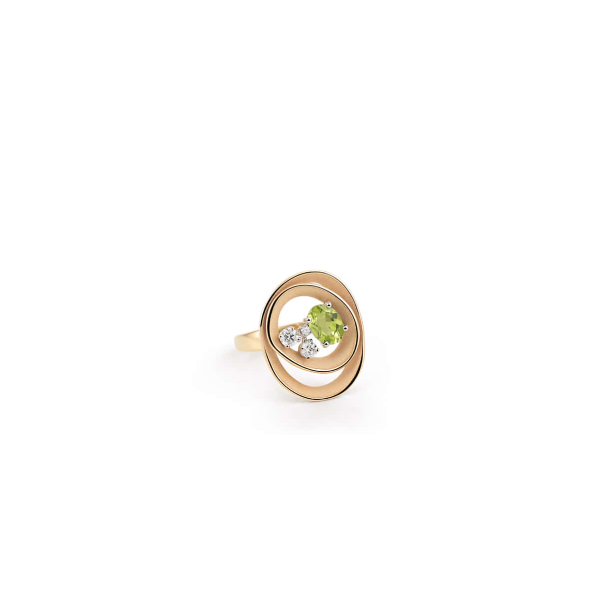 Annamaria Cammilli Dune Ring aus 18 Karat Orange Apricot Gold mit Brillanten und Peridot