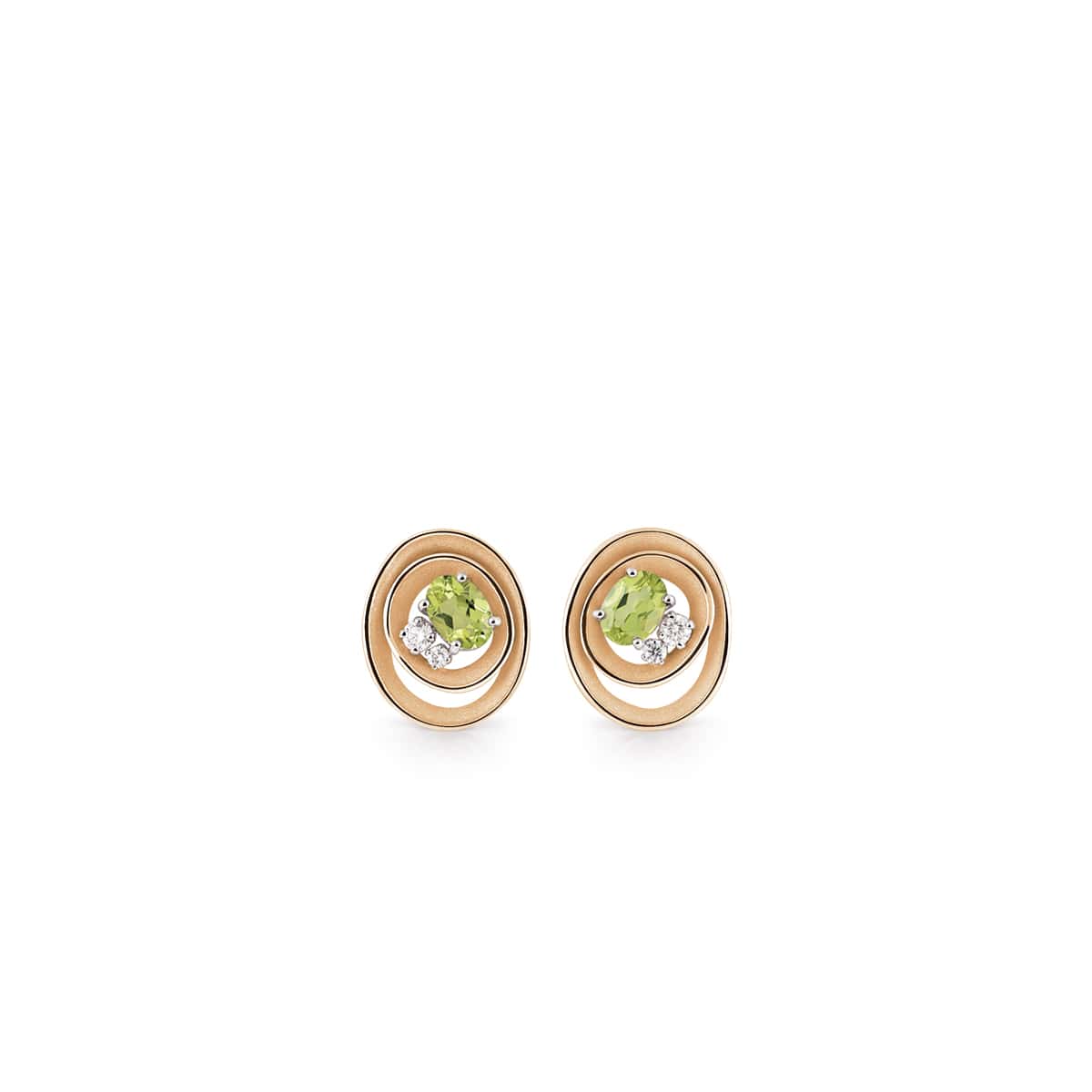 Annamaria Cammilli Dune Ohrschmuck aus 18 Karat Orange Apricot Gold mit Brillanten und Peridot