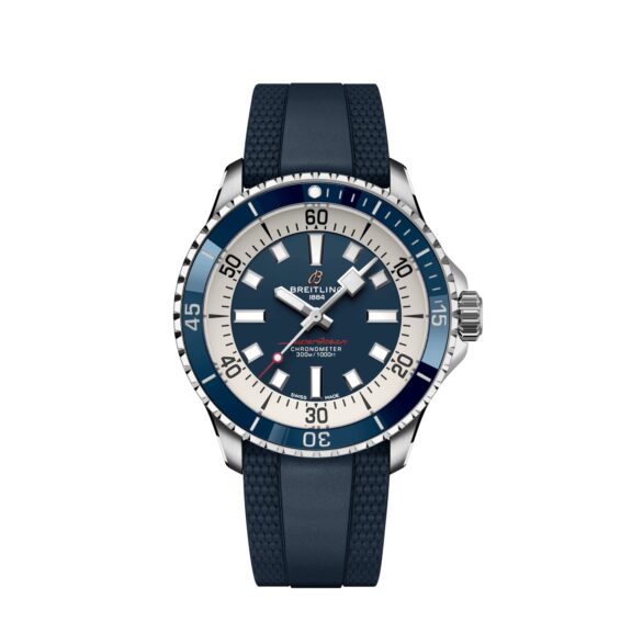 Breitling Superocean Automatic 42 mit Edelstahlgehäuse und Kautschukband und blauem Zifferblatt