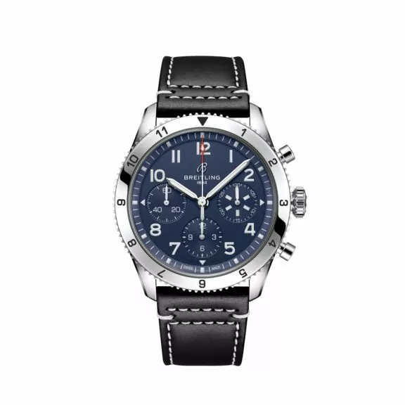 Classic Avi Chronograph 42 Tribute to Vought F4U Corsair mit Edelstahlgehäuse und Lederband