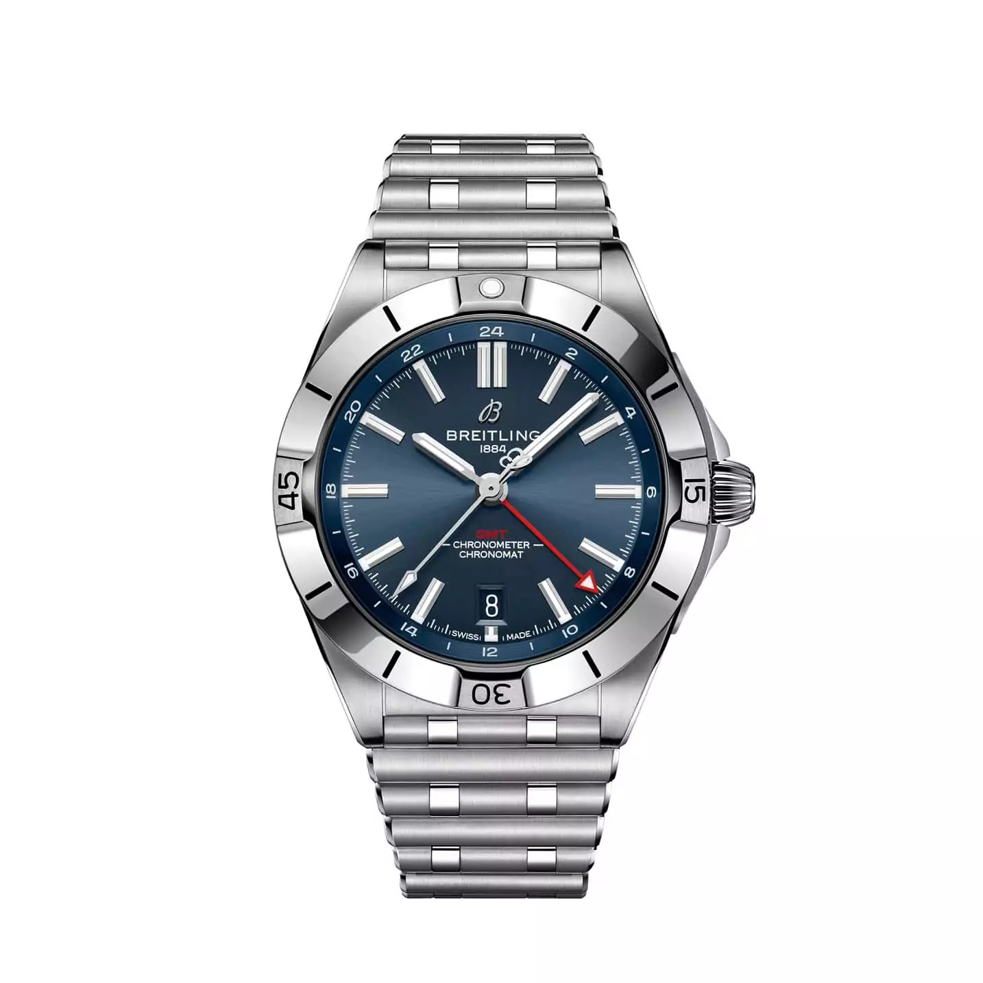 Breitling Chronomat Automatic GMT 40 mit Gehäuse und Band aus Edelstahl mit blauem Zifferblatt