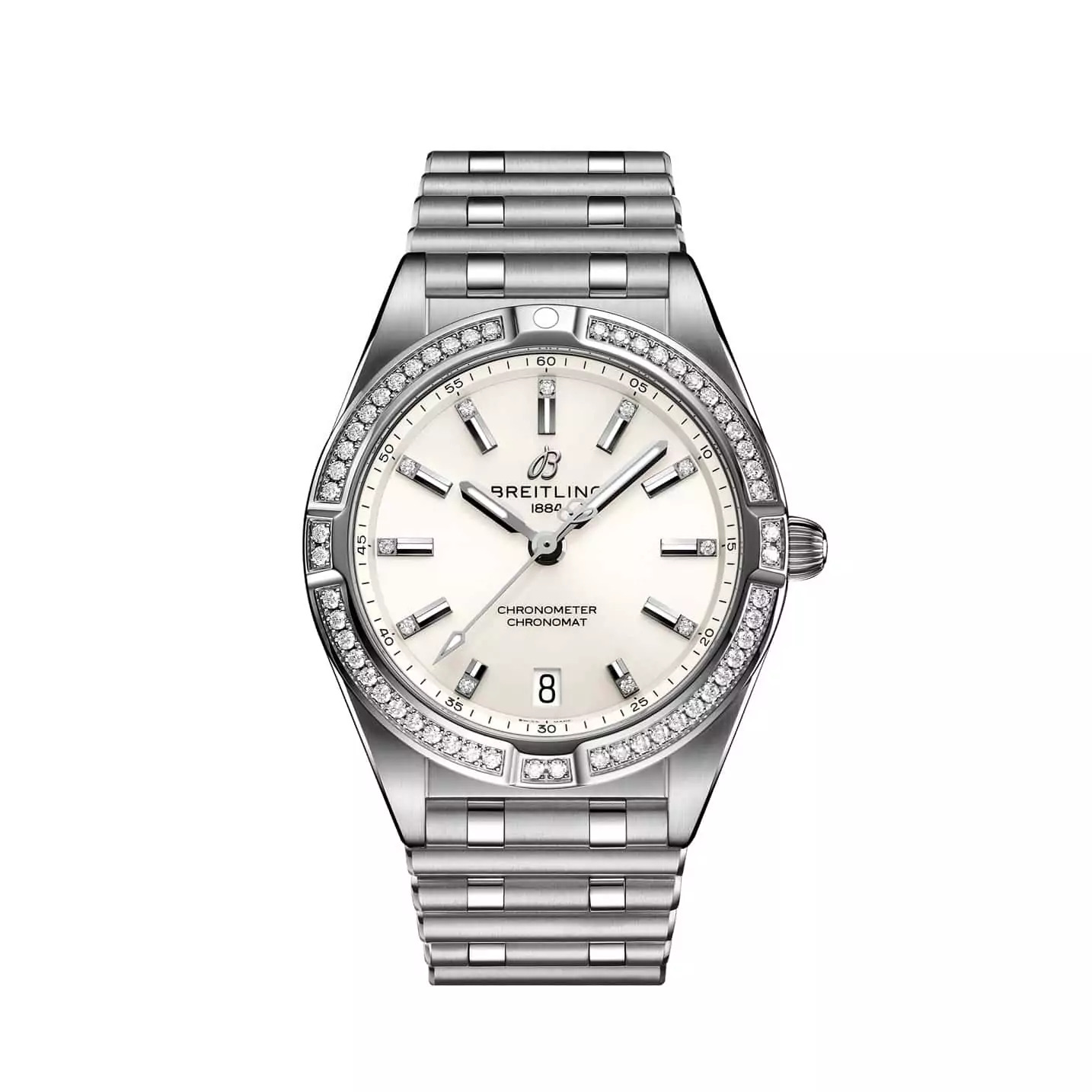 Breitling Chronomat 32 mit Gehäuse und Band aus Edelstahl und Diamantlünette