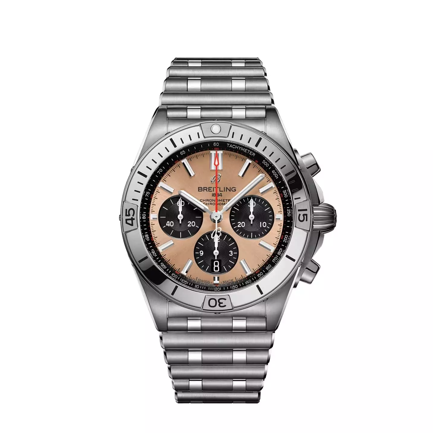 Breitling Chronomat B01 42 mit Gehäuse und Band aus Edelstahl mit kupferfarbenem Zifferblatt
