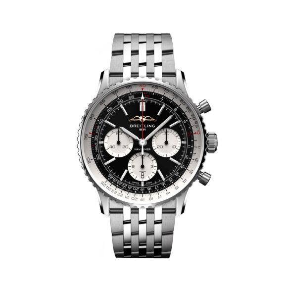 Breitling Navitimer B01 Chronograph 43 mit Gehäuse und Band aus Edelstahl und schwarzem Zifferblatt