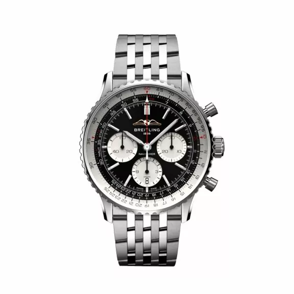 Breitling Navitimer B01 Chronograph 43 mit Gehäuse und Band aus Edelstahl und schwarzem Zifferblatt