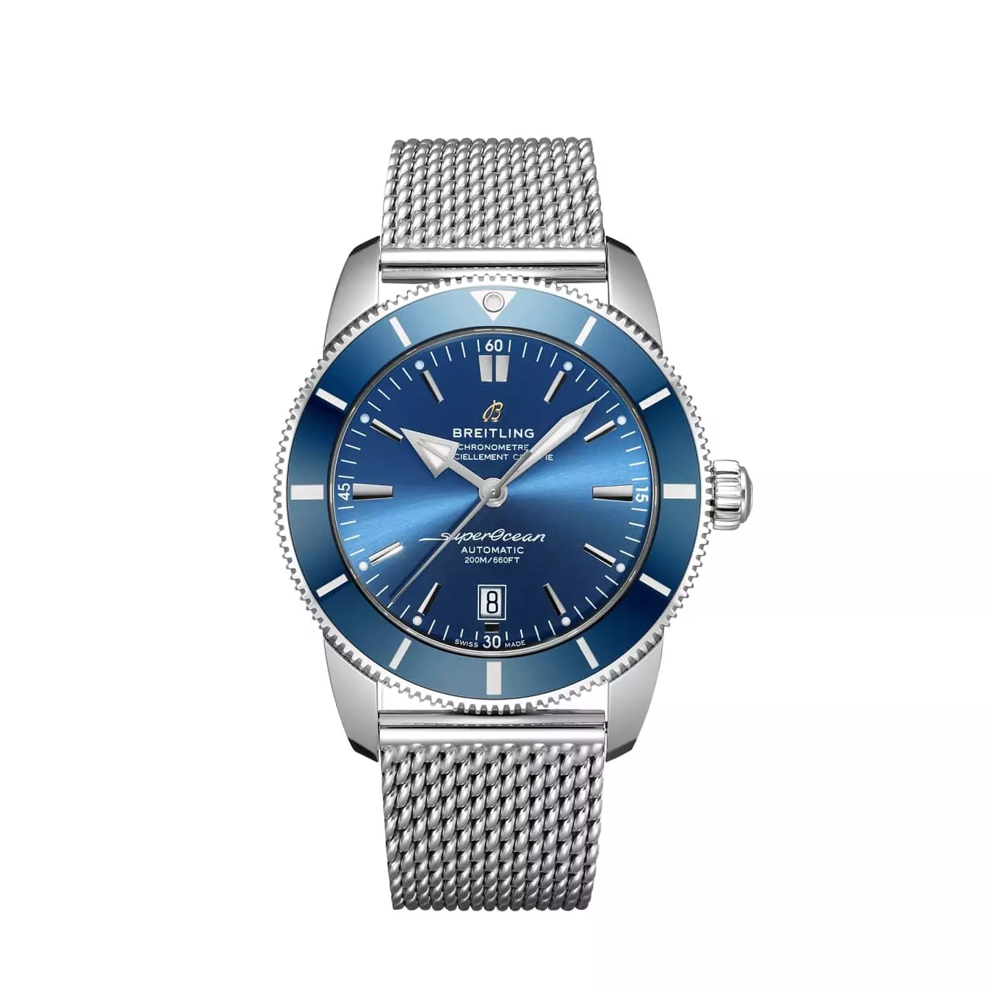 Breitling Superocean Heritage B20 Automatic 46 mit Gehäuse und Band aus Edelstahl und blauem Zifferblatt