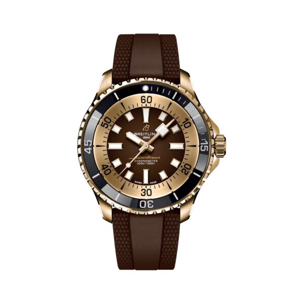 Breitling Superocean Automatic 42 mit Bronzegehäuse und Kautschukband und braunem Zifferblatt