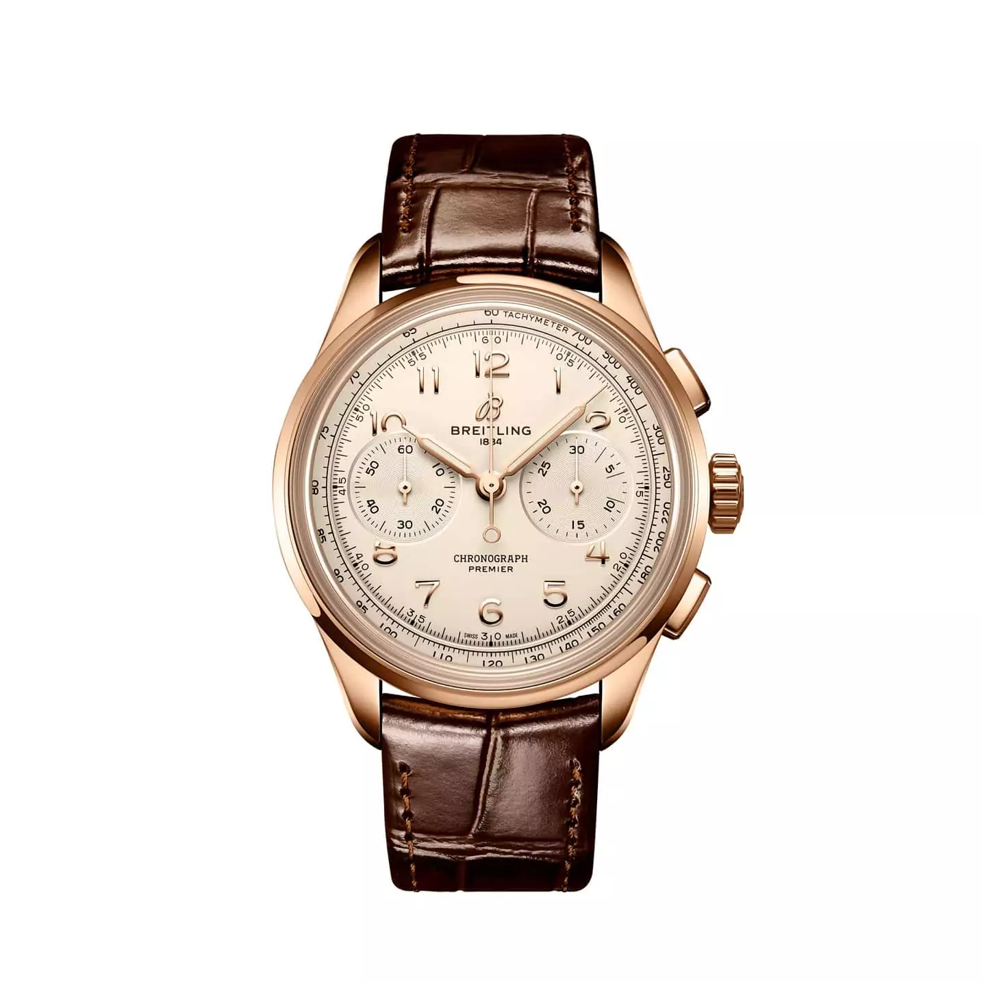 Breitling Premier B09 Chronograph 40 mit Gehäuse aus 18 Karat Rotgold und Lederband