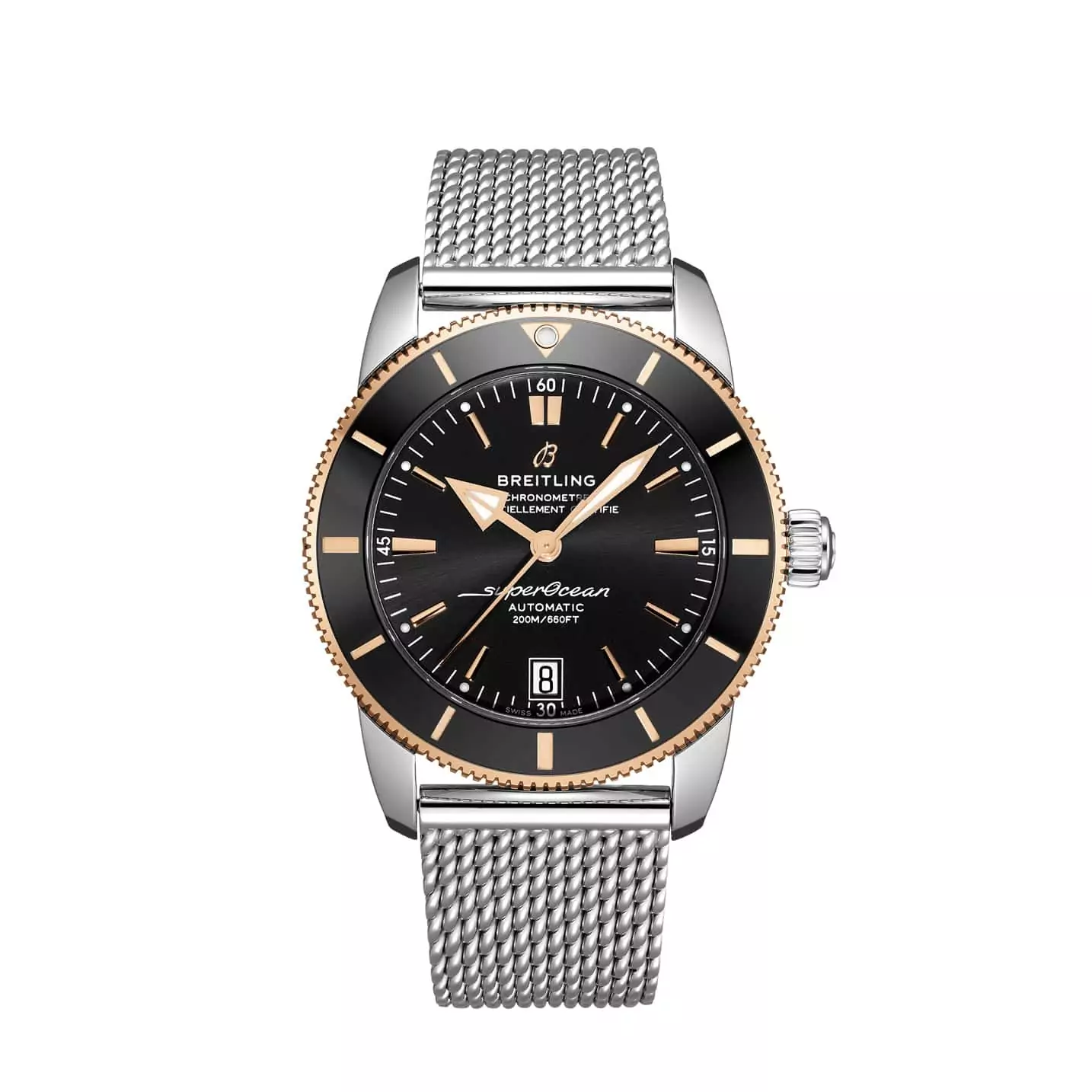 Breitling Superocean Heritage B20 Automatic 42 mit Gehäuse und Band aus Edelstahl und schwarzem Zifferblatt