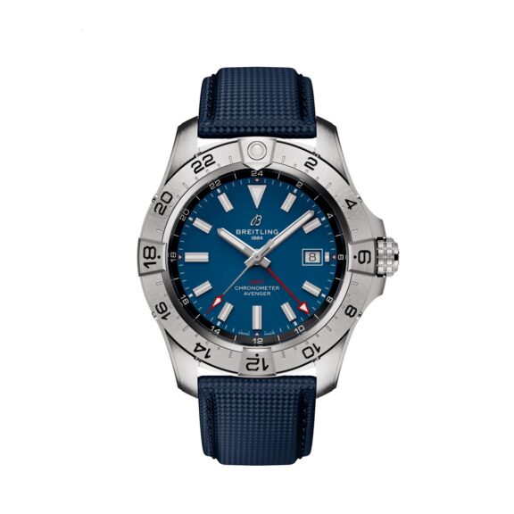 Breitling Avenger Automatic GMT 44 mit Edelstahlgehäuse und Lederband