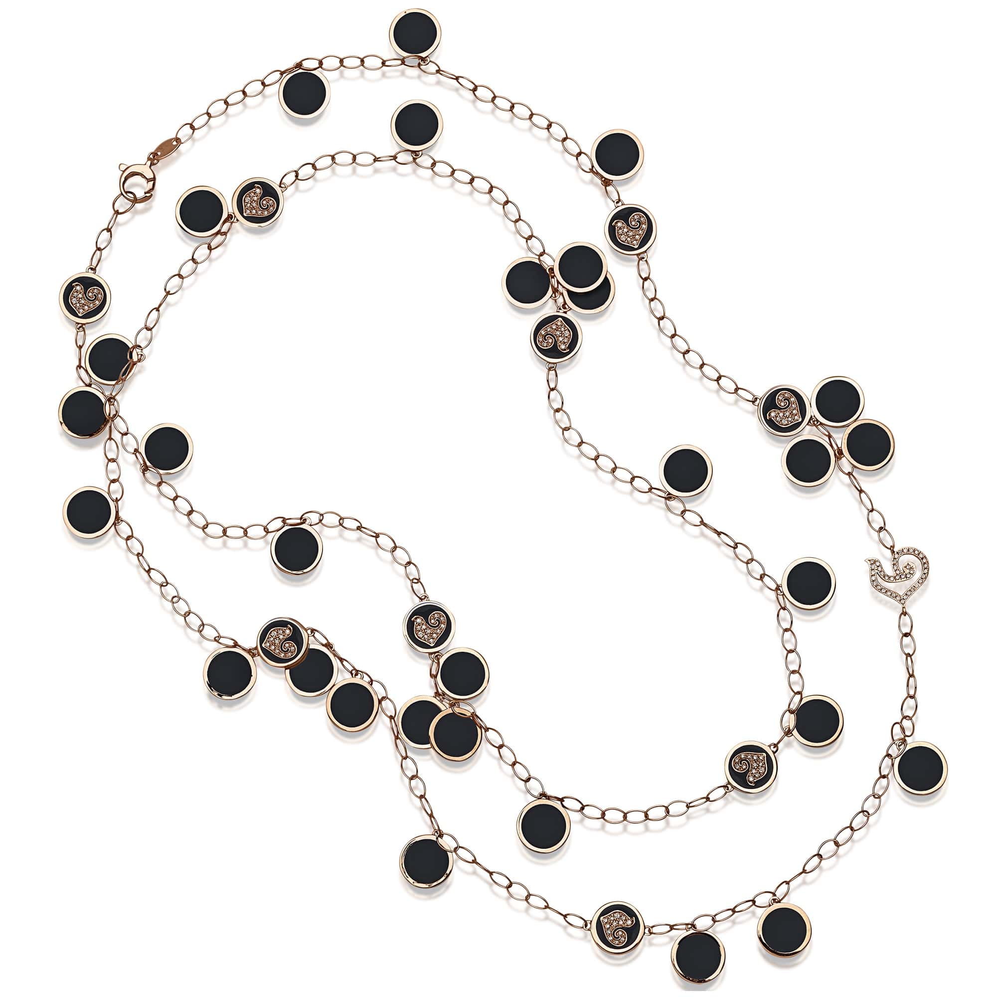 Chantecler Paillettes Collier aus Roségold mit schwarzem Emaille und Diamanten