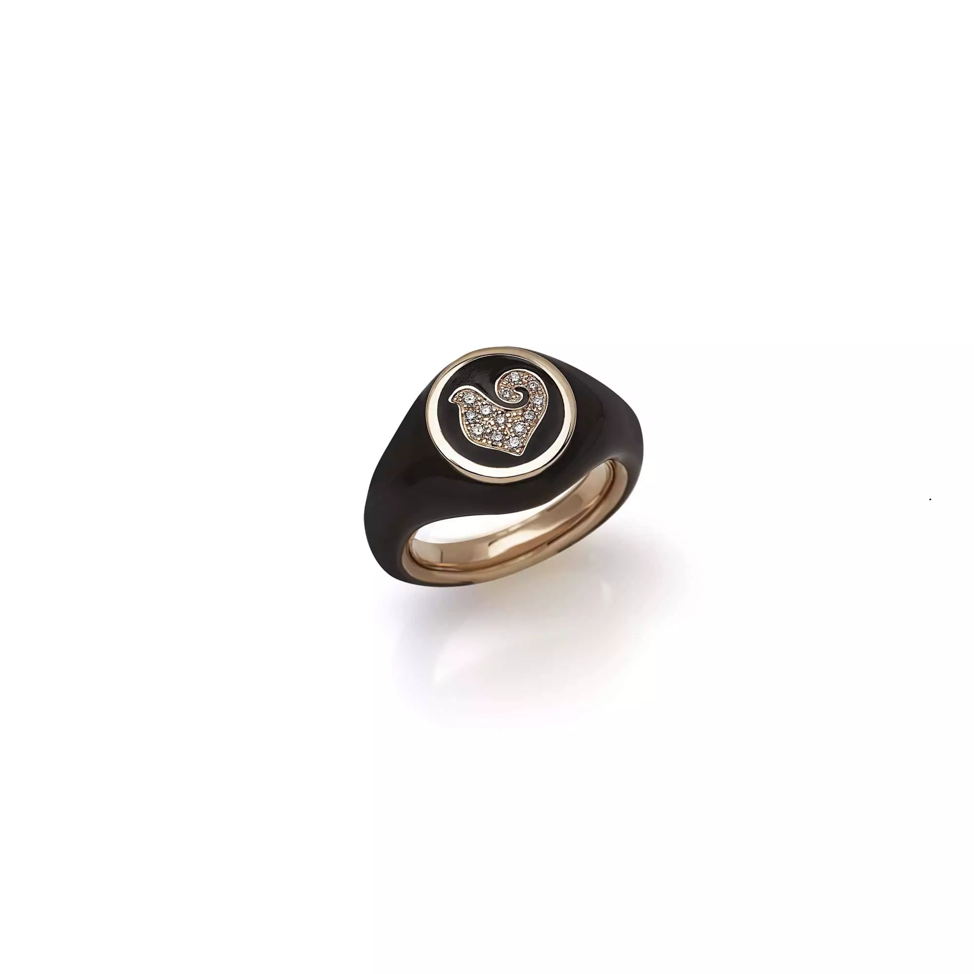 Chantecler Paillettes Ring aus Roségold mit Diamanten und Emaille