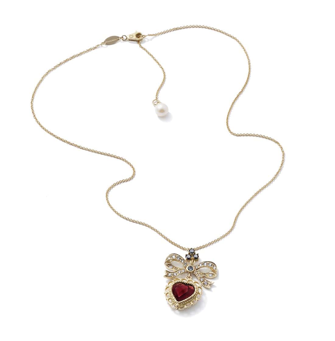 Heart Ohrschmuck aus Gelbgold mit Rhodolith-Granat und Saphiren von Dolce & Gabbana