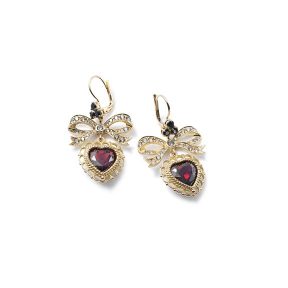 Heart Ohrschmuck aus Gelbgold mit Rhodolith-Granat und Saphiren von Dolce & Gabbana