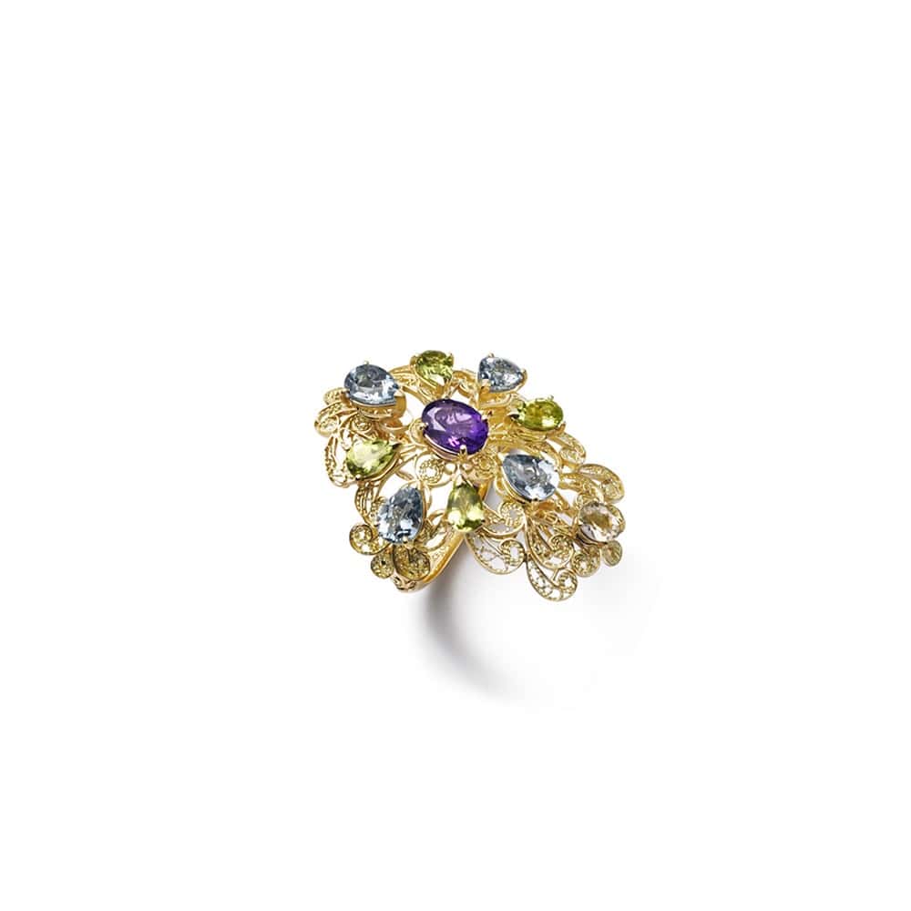 Pizzo Ring aus Gelbgold mit verschiedenen Edelsteinen von Dolce & Gabbana