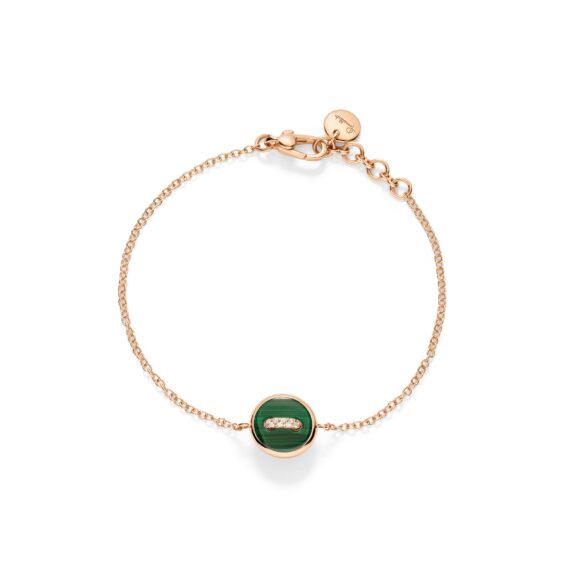 Pomellato Pom Pom Dot Armband aus 18 Karat Roségold mit Diamanten, Malachit und Perlmutt