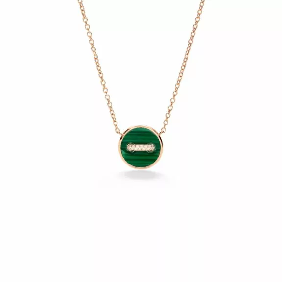 Pomellato Pom Pom Dot Collier aus 18 Karat Roségold mit Diamanten, Malachit und Perlmutt