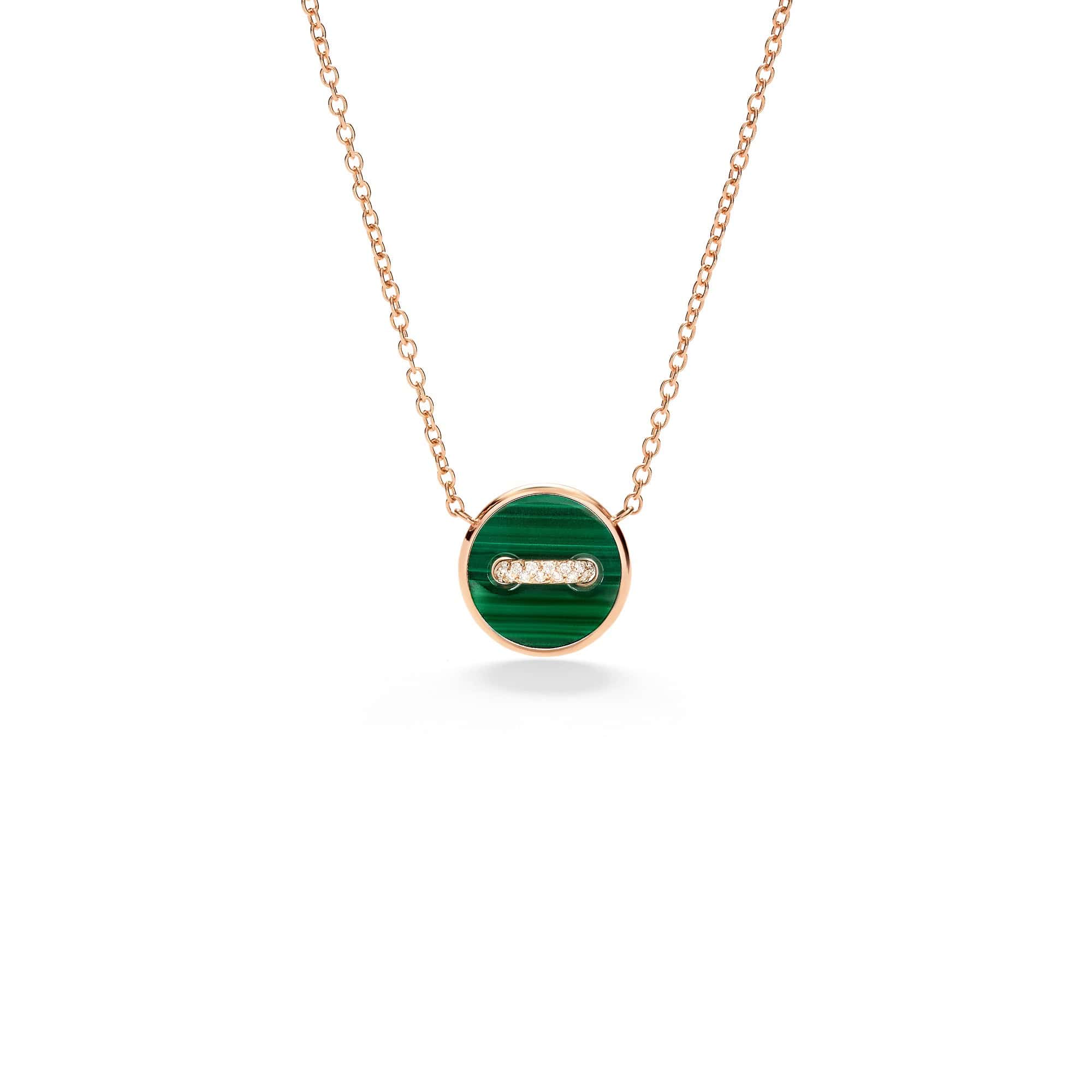 Pomellato Pom Pom Dot Collier aus 18 Karat Roségold mit Diamanten, Malachit und Perlmutt