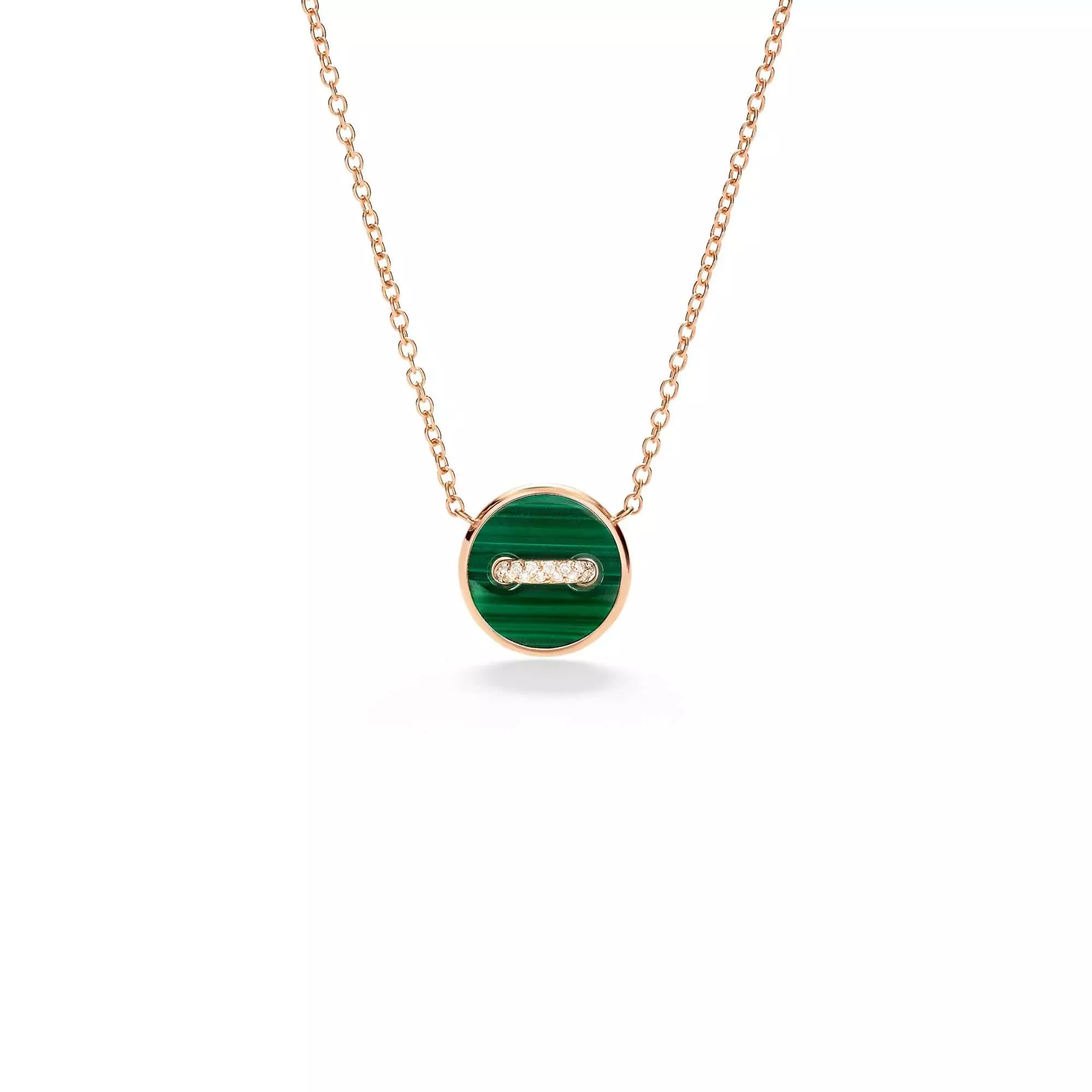 Pomellato Pom Pom Dot Collier aus 18 Karat Roségold mit Diamanten, Malachit und Perlmutt