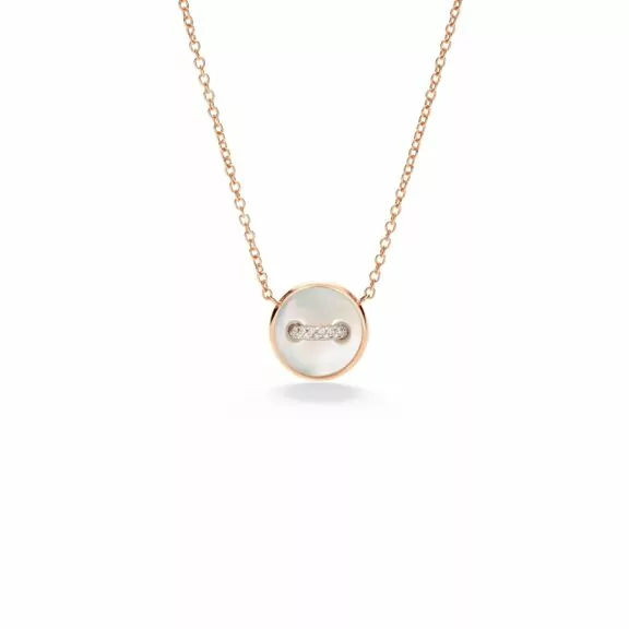 Pomellato Pom Pom Dot Collier aus 18 Karat Roségold mit Diamanten sowie weißem und schwarzen Perlmutt