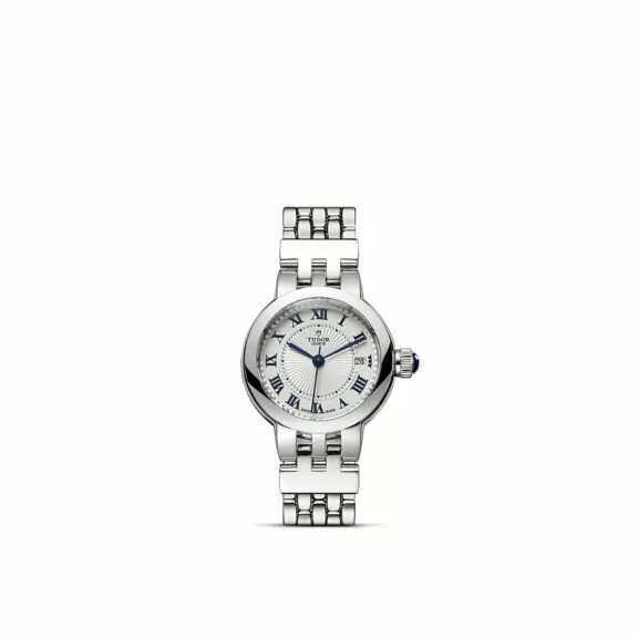 Tudor Clair de Rose mit 26 Millimeter Gehäuse und Band aus Edelstahl und silbernem Zifferblatt