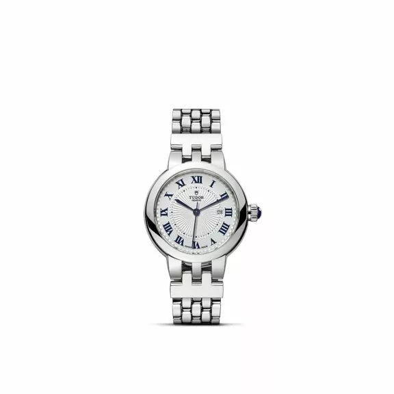 Tudor Clair de Rose mit 30 Millimeter Gehäuse und Band aus Edelstahl und silbernem Zifferblatt