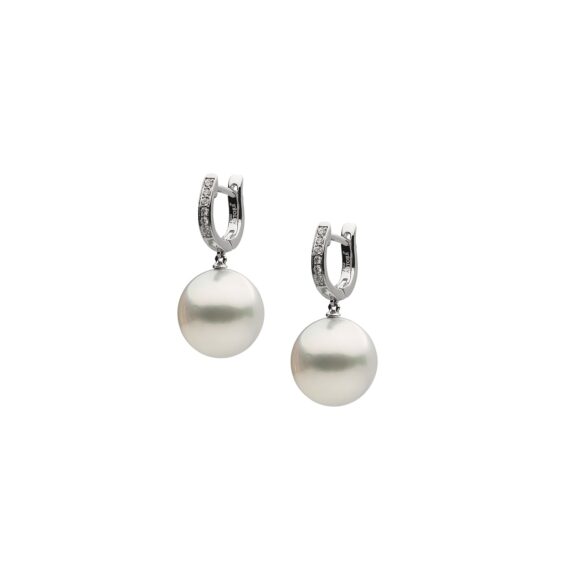 Ohrschmuck aus 18 Karat Weißgold mit Südseezuchtperlen und Diamanten von Autore