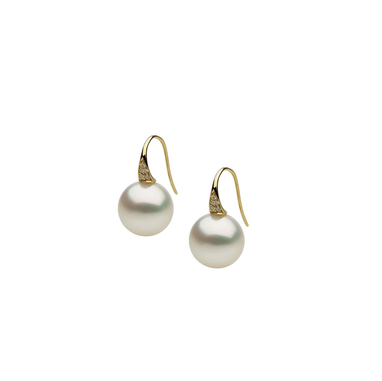 Ohrschmuck aus 18 Karat Gelbgold mit Südseezuchtperlen und Diamanten von Autore
