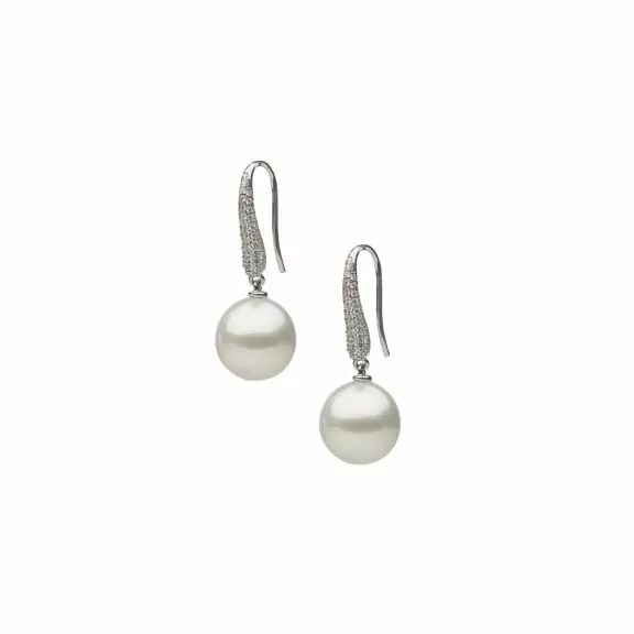 Ohrschmuck aus 18 Karat Weißgold mit Südseezuchtperlen und Diamanten von Autore