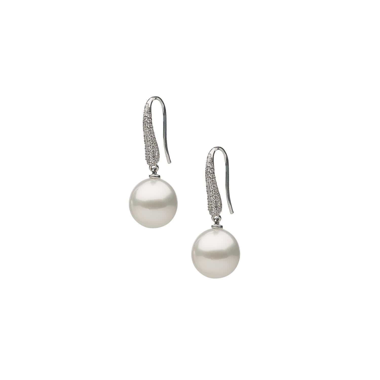 Ohrschmuck aus 18 Karat Weißgold mit Südseezuchtperlen und Diamanten von Autore
