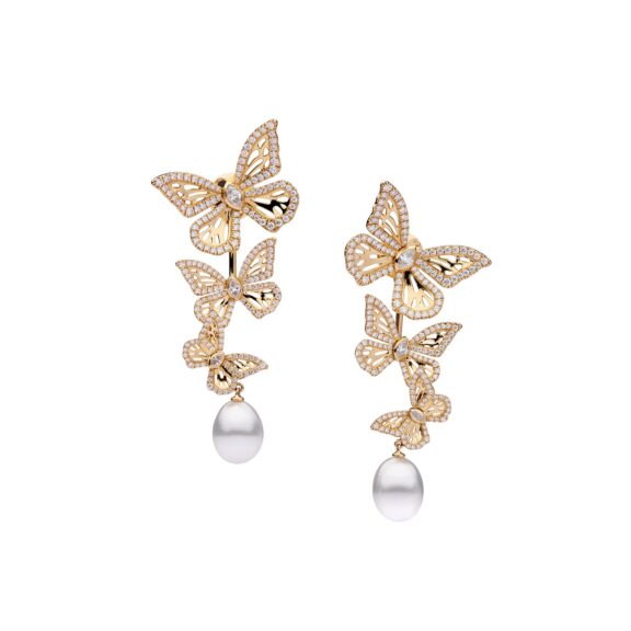 Ohrschmuck aus 18 Karat Roségold mit Südseezuchtperlen und Diamanten von Autore