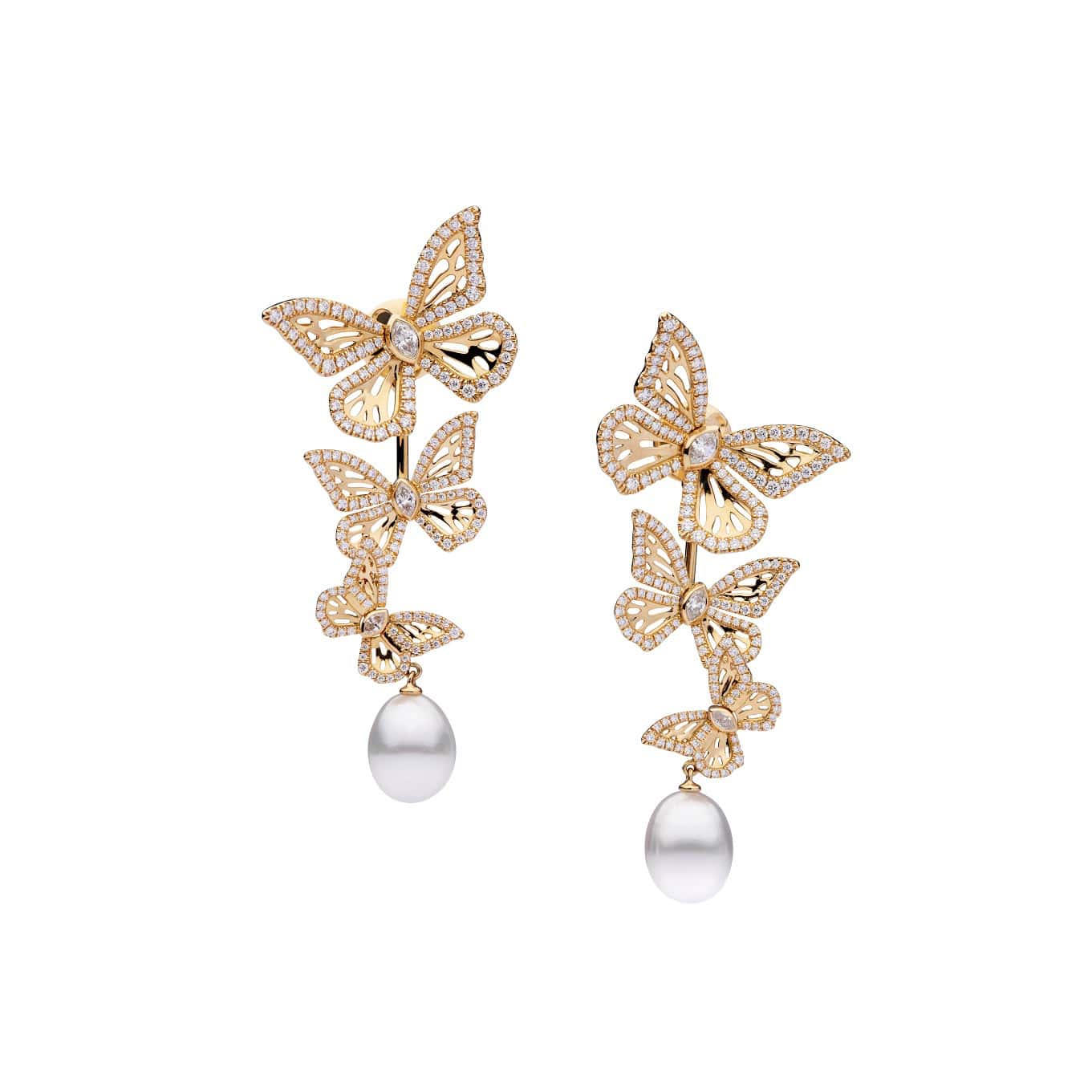 Ohrschmuck aus 18 Karat Roségold mit Südseezuchtperlen und Diamanten von Autore