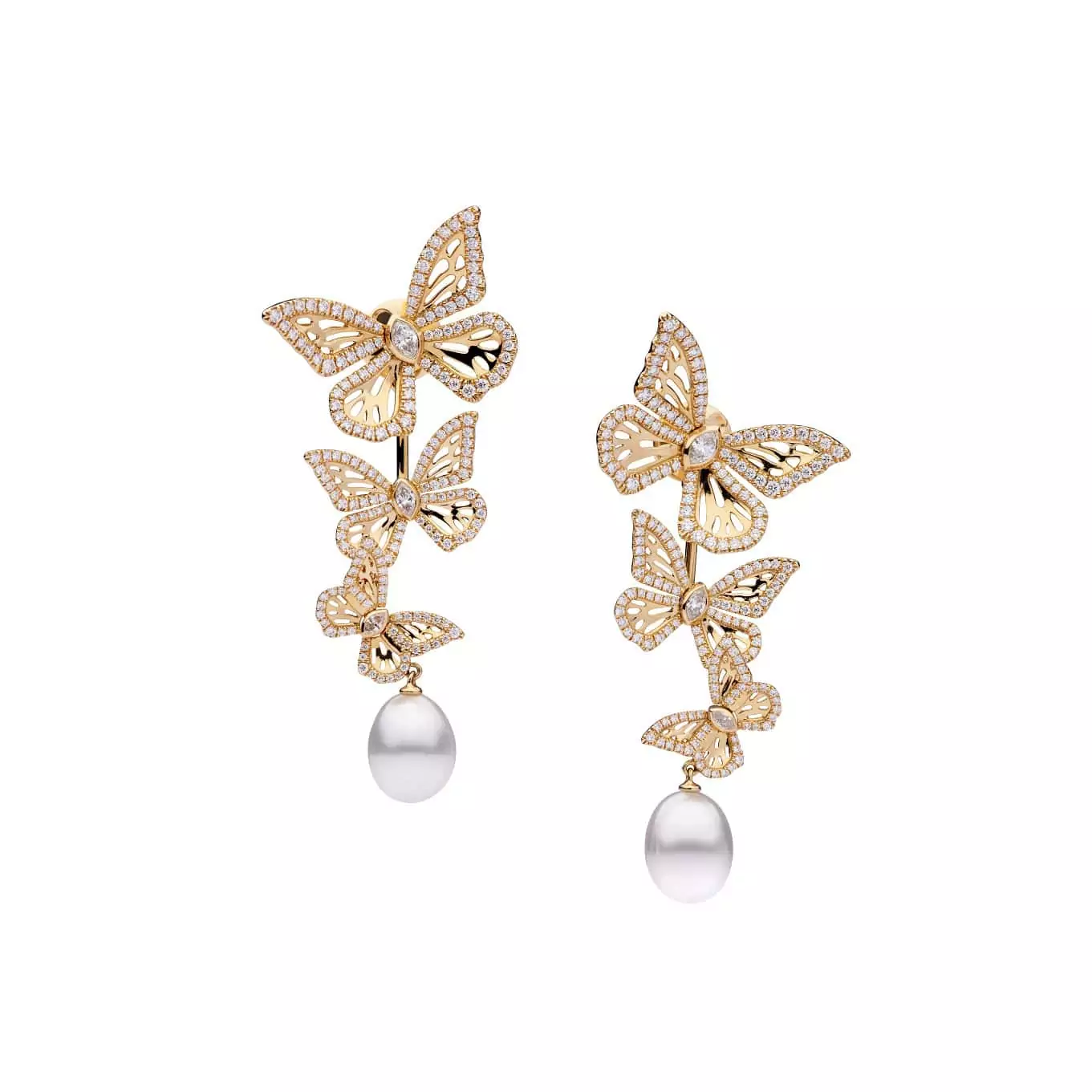 Ohrschmuck aus 18 Karat Roségold mit Südseezuchtperlen und Diamanten von Autore