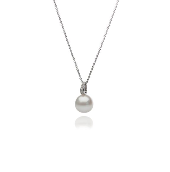 Collier aus 18 Karat Weißgold mit Südseezuchtperle und Diamanten von Autore