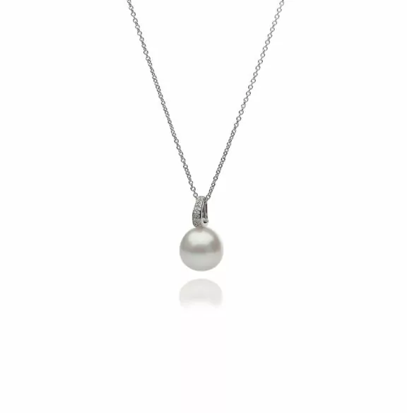 Collier aus 18 Karat Weißgold mit Südseezuchtperle und Diamanten von Autore